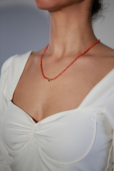 NADY STUDIO Mercan Altın Kaplama El yapımı Tasarım Günlük Plaj Boncuk Kolye