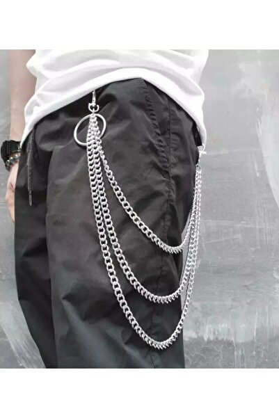 Nishstyle Erkek Aksesuar 3 Lü Punk Model Gümüş Renk Çelik Pantolon Zinciri