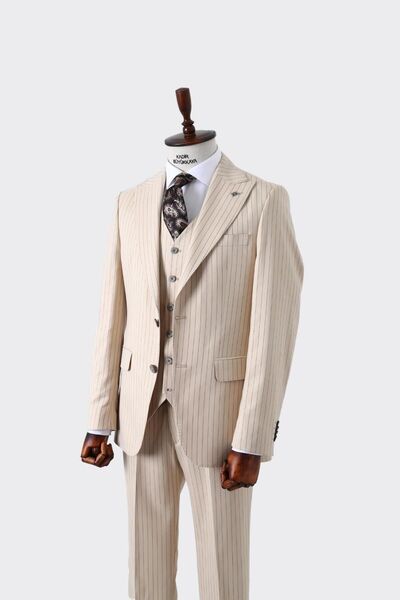 Kadir Büyükkaya Slim Fit Yelekli Erkek Takım Elbise - Dört Mevsim Kullanılabilir Modern Kesim-kaw1023s