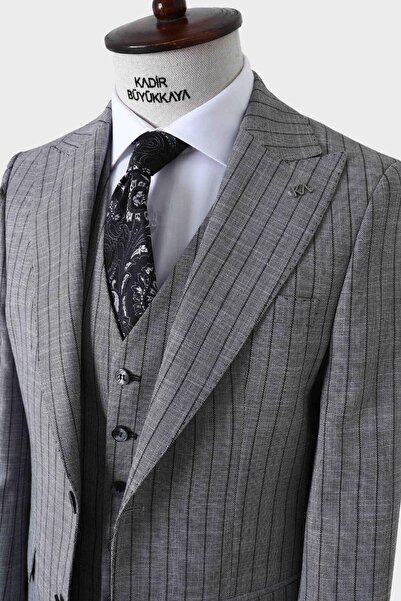 Kadir Büyükkaya Şık Ve Rahat Yelekli Erkek Takım Elbise - Slim Fit Dört Mevsim Kullanılabilir-kaw1038s
