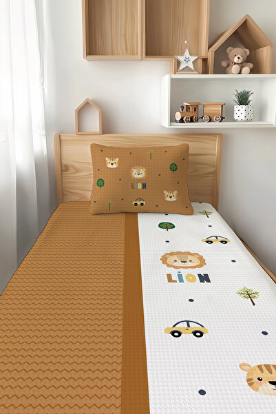 Talia Home Lion Aslan Desenli Tek Kişilik Çocuk PİKE Takımı