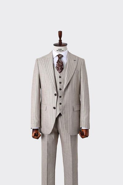 Kadir Büyükkaya Stylish and Comfortable Men's Suit with Vest - Slim Fit Four Seasons Can Be Used-Kaw1038S