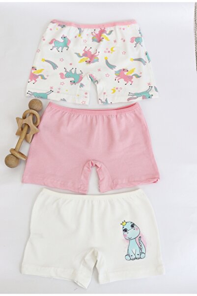 Harika KIDS Kız Çocuk Pamuklu Baskılı Desen 3'lü Paket Boxer