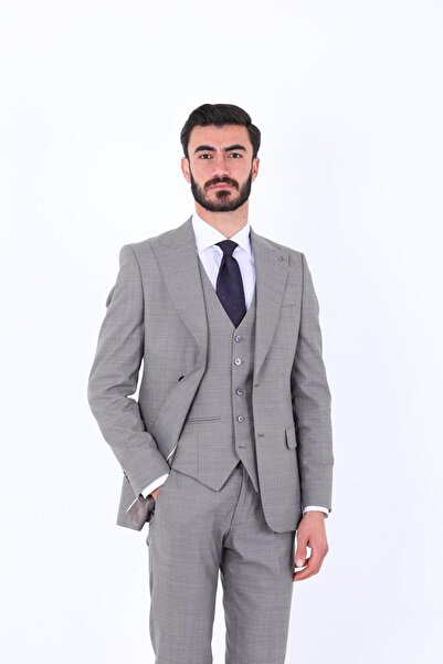 Kadir Büyükkaya Slim Fit Viskon Karışımlı Yelekli Erkek Takım Elbise - Rahat Ve Şık-kaw1004s