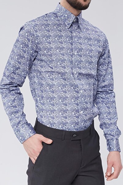 Kadir Büyükkaya Modern Tasarım Slim Fit Iğneli Yaka Erkek Gömlek-kaw4402s