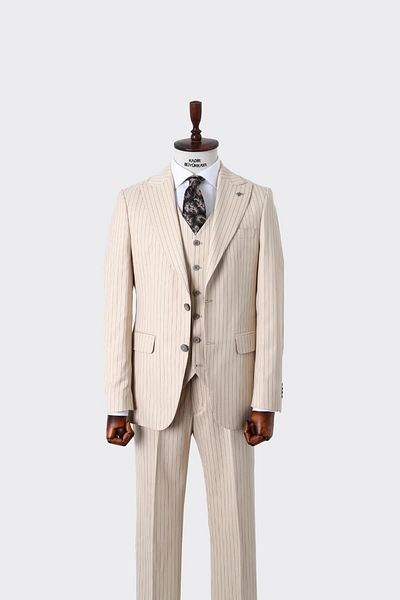 Kadir Büyükkaya Slim Fit Men's Suit with Vest - Four Seasons Useable Modern Cut-Kaw1023S