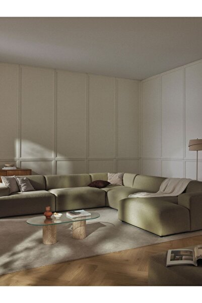 S Home Design Concept Molly Xl Köşe Koltuk Takımı Sağ Köşe Keten Yağ Yeşili