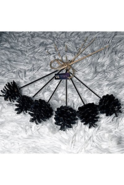 KardeşlerKozalak Bambu Çubuk 6 Adet Doğal Çam Kozalak Kuru Çiçek Siyah