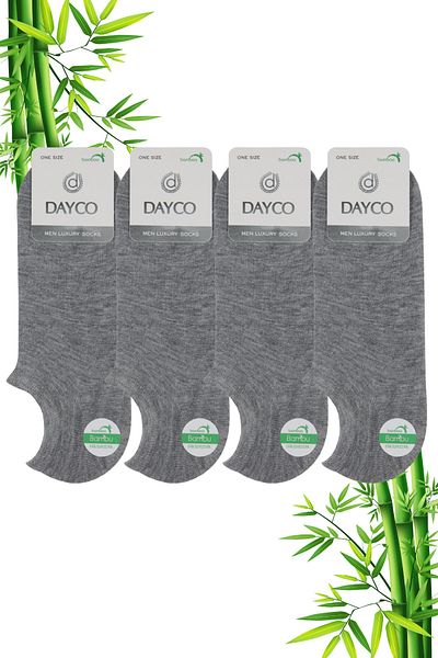 DAYCO Premium Bamboo Sneakers Invisible Sports Socks 4 τεμαχίων γκρι μελανζέ