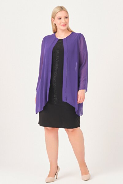 Oktay Şifon Ithal Krep Önü Taşlı Bluzan Abiye Elbise