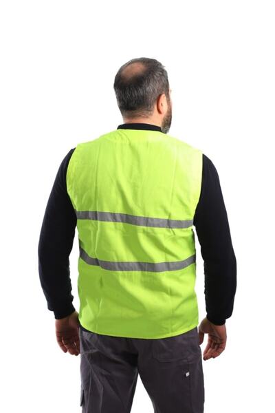 ESER İŞ GÜVENLİĞİ V Yaka Fosforlu Harman Kumaş Yelek Iş Yeleği