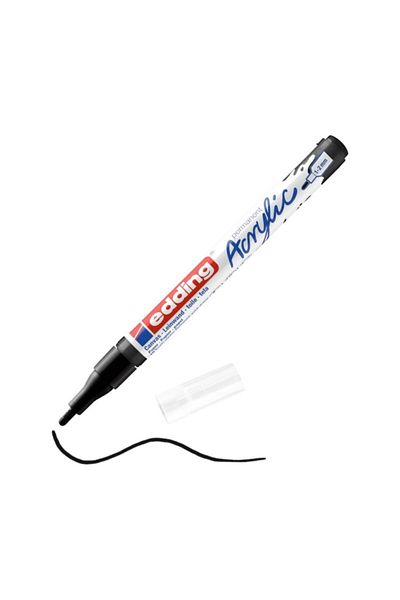 Edding 5300 Black Acrylic 1 Waterproof Marker - Thin Round Tip 1-2 Mm