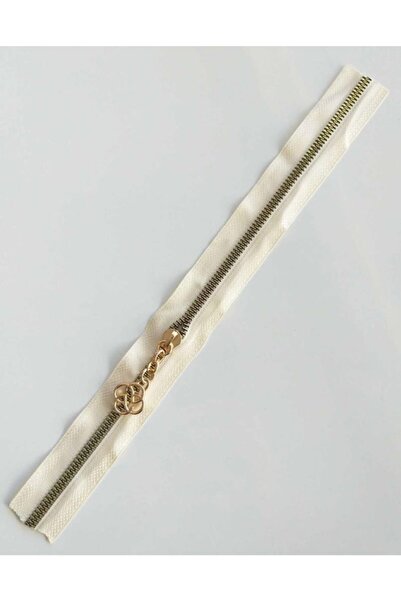 angel çanta aksesuar سحاب برأس 30 سم كريمي معدني ذهبي فاتح