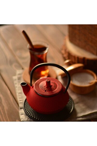 Bambum Taşev T0080 Linden Sümbül Döküm Demlik 300 ml Kırmızı Döküm Çaydanlık