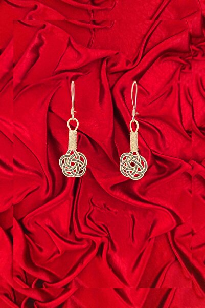 Aykat Kazaziye Gümüş Küpe Aşk Düğümü Modeli El Işi Kadın Küpesi Kupe-125