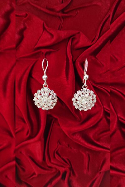 Aykat Bereket Modeli Telkari Gümüş Küpe El Işi Kadın Küpesi Modeli 925 Ayar Kupe-197