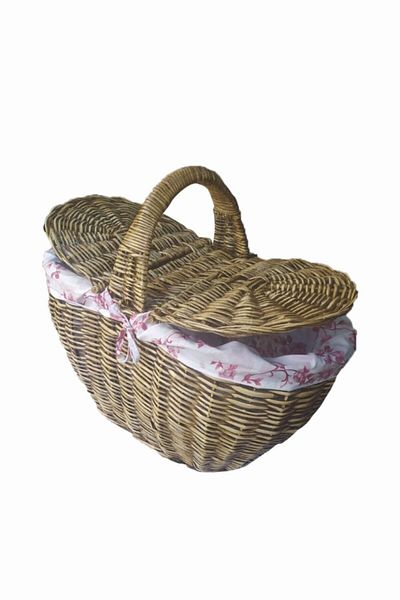 Bahat Wicker Handmade Antique Large Size Picnic Basket with Fabric