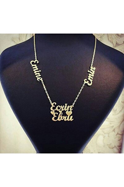 Dsm Silver & Design Aile Kolye 4'lü 925 Ayar Gümüş Altın Kaplama