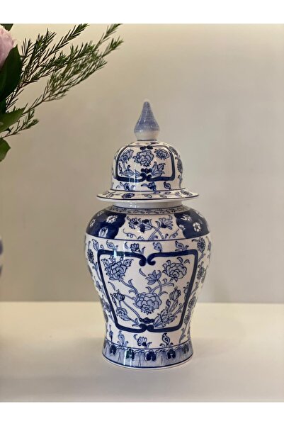 Dekordan House Bleu Blanc Seramik Küp