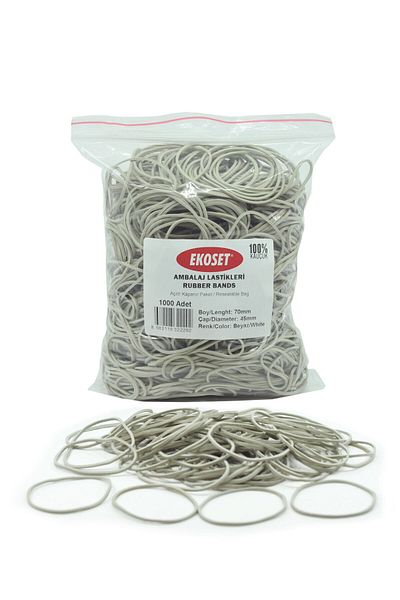 ekoset White Pack Packaging Money Rubber 1000 Pieces 70mm