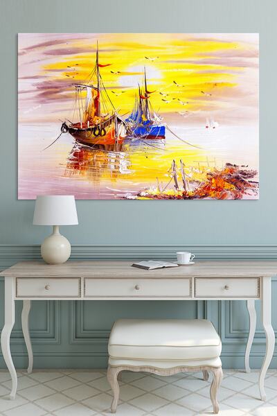 Morfil Sanat Atölyesi Čamci i zalazak sunca - umetnička slika na platnu