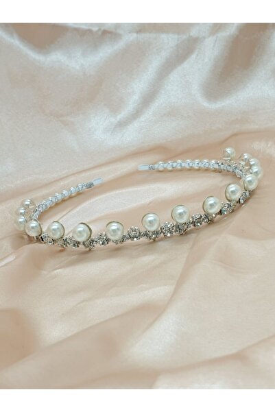 Melkady Aksesuar 256- طوق شعر الزفاف الأنيق المصنوع من اللؤلؤ المرصع