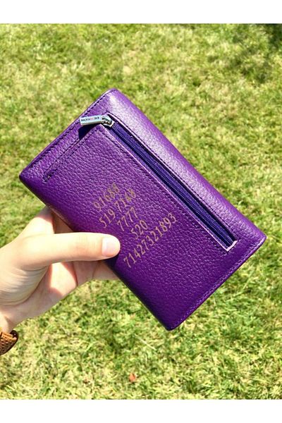 DERKON Medium Size Genuine Leather Women's Wallet with Flower Pattern
