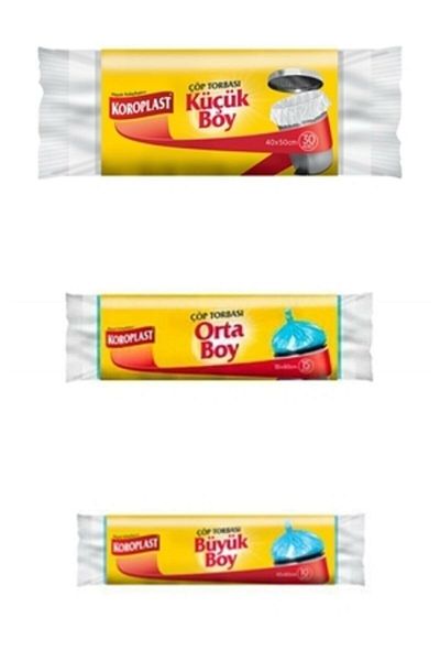 Koroplast Large Medium Small Size Garbage Bag Total 55 Strong Garbage Bags