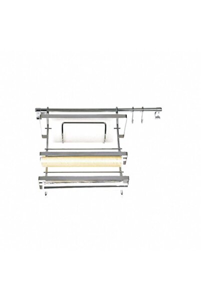 Akın Lux Mutfak Için Asma Folyoluk Kağıt Havluluk Streç Borulu Set Krom