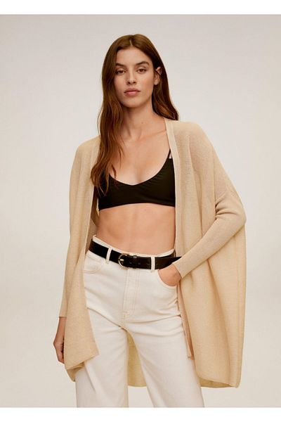 MANGO Woman Women's Beige Thin Knitted Cardigan77070516