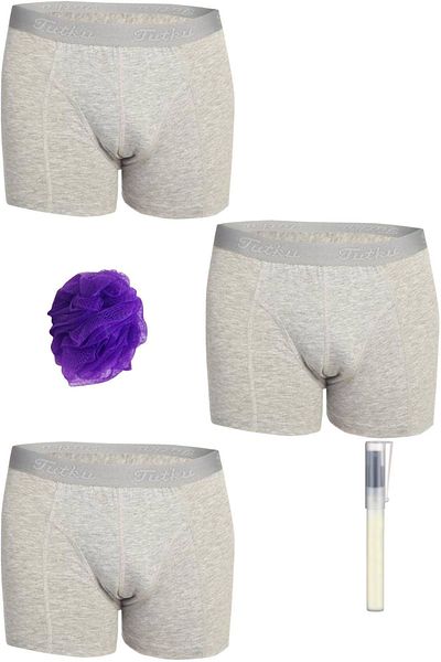 Tutku Lycra Elastan Grey Ανδρικό Boxer Σετ 3 τεμαχίων + Άρωμα στυλό + Πανί