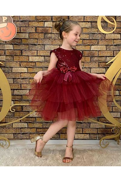 Pumpido Burgundy Tutu Children's Dress