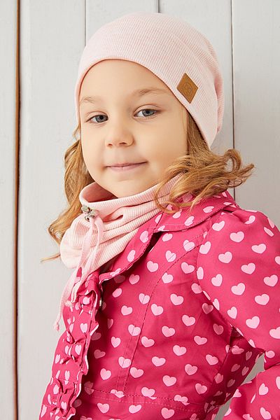 Babygiz Baby Girl Child Powder Rope Detailed Hat Beanie Neck Collar Set Comfortable 100% Cotton Camisole Domestic