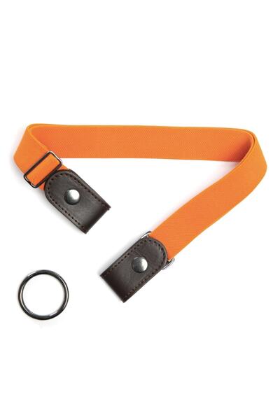 DWOY Turuncu Ayarlanabilir Elastik Tokasız Kemer Görünmez Tokalı Kemer