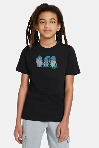 QIVI Unisex dečje crne Štampano T-shirt