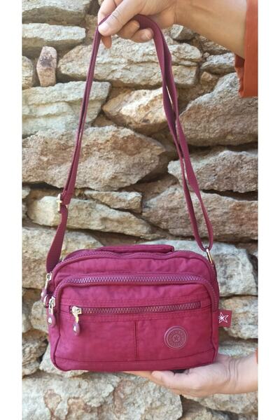 MEGA ÇANTA Γυναικεία Claret Red Klinkir Αδιάβροχη τσάντα ώμου πολλαπλών τμημά...