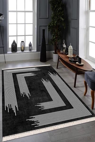 Modern home Modern Tasarım Çerçeve Detaylı Dijital Baskı Kaymaz Taban Antibak...