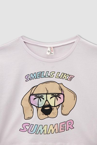 DeFacto Girl's Printed Touch Light Short Sleeve Crop T-Shirt