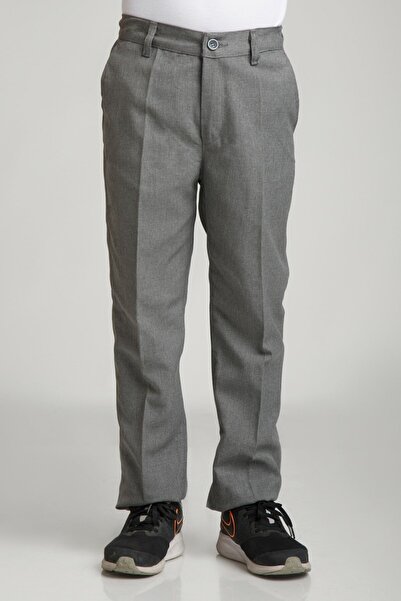 nacar çarşı Unısex Çocuk Beli Lastikli Gri Kumaş Pantolon