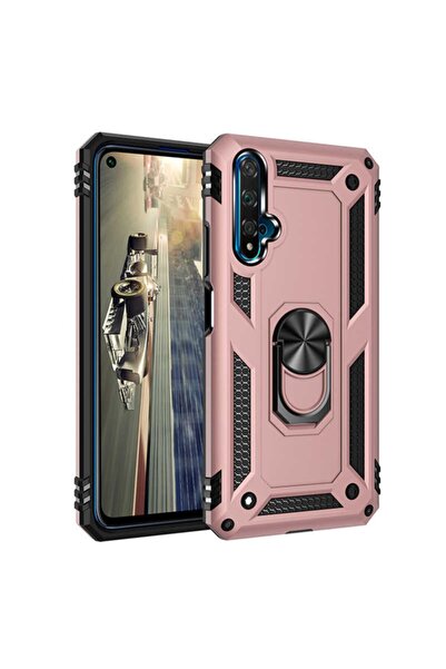 Kupa Huawei Nova 5t Kılıf Kamera Korumalı Tank Armor Yüzüklü Standlı Mıknatıslı Silikon Kapak