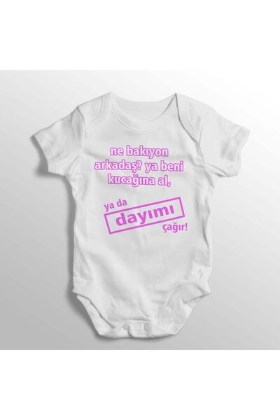 Ne Bakıyon Friend either Hold Me or Call My Uncle Girl Printed Baby Bodysuit