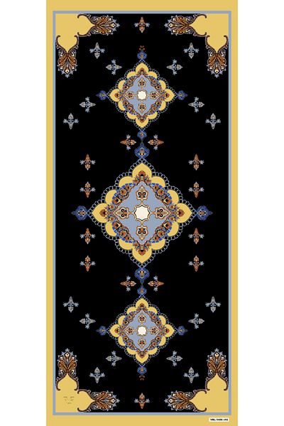 19V69 ITALIA Black Gold Ethnic Pattern Pavia Series Shawl with Scarf Hanger and Gift Set 90x200 Cm