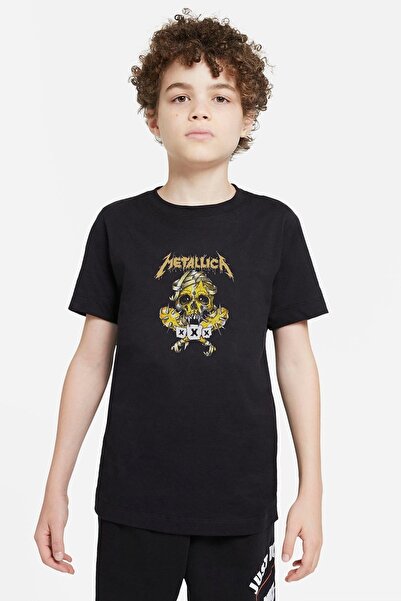 QIVI Unisex dečija crna Metallica Xxx Tmetal rok muzika Štampano majica