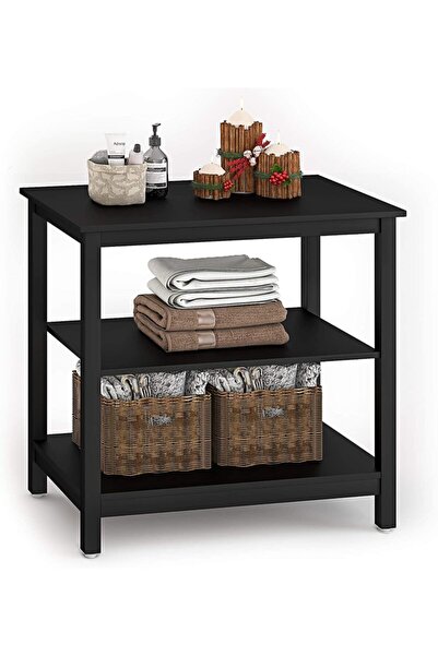 INTERBUILD REAL WOOD Masif Akasya Ve Mdfden 3 Katlı Banyo Bank Ve Havlu Rafı ...