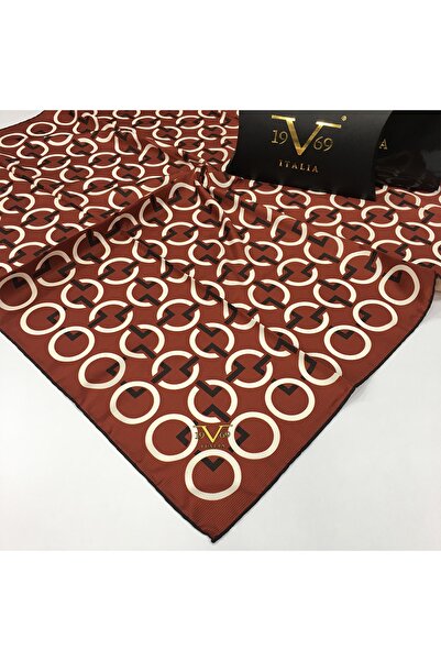 19V69 ITALIA Κασκόλ Βουργουνδίας Twill Μαύρη Σειρά 90x90cm και Κρεμάστρα Κασκόλ