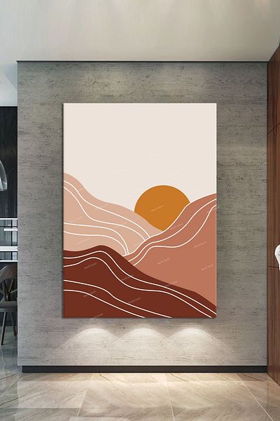 Morfil Sanat Atölyesi Μινιμαλιστικός πίνακας ζωγραφικής σε καμβά τέχνης Mountains Boho
