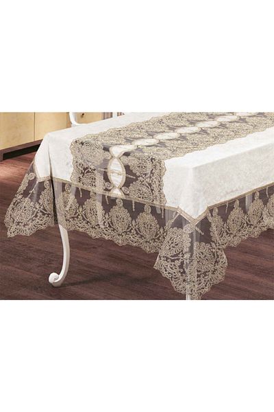 Haspen Elif Linen Fabric French Laced Luxury Tablecloth