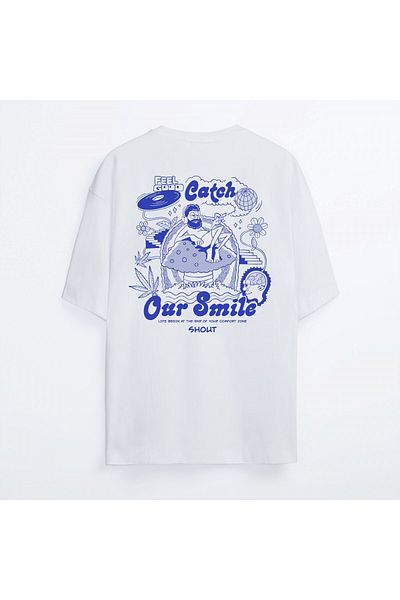 Shout Unisex Oversize Oldschool T-shirt - Αισθάνεστε καλά, πιάστε το χαμόγελο μας