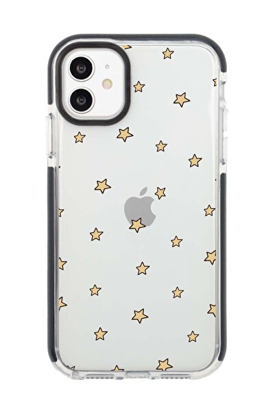 shoptocase Iphone 12 Siyah Kenarlı Anti Shock Yıldızlar Stars Desenli Telefon...