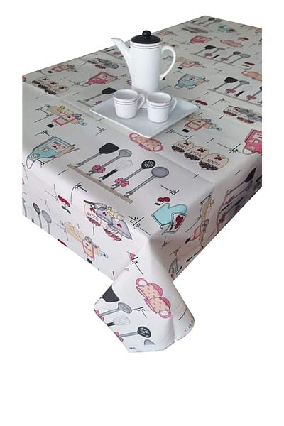 Ekselans Home Tea Enjoyment Care Free Stain Resistant Duck Fabric Living Room - Kitchen Table Cloth
